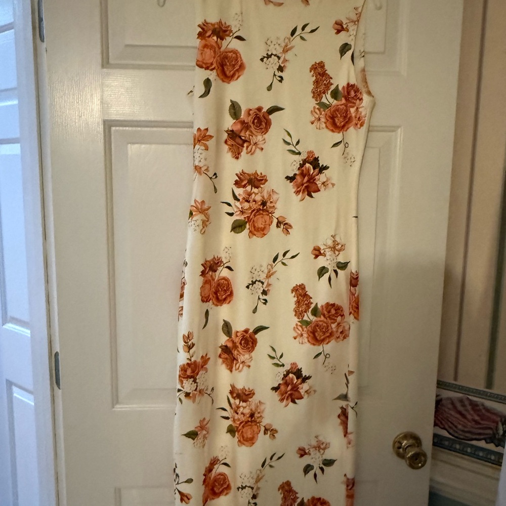 WeWoreWhat Cream Maxi Dress with Orange Floral Print